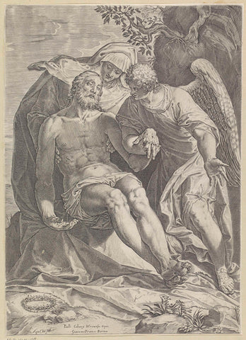 Mary with the body of Christ (Pietà), Agostino Carracci, in or after 1582 Canvas Print