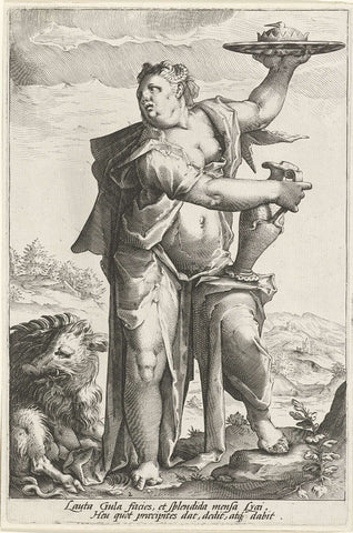 Gulzigheid (Gula), Jacob Matham (attributed to), 1585 - 1589 Canvas Print