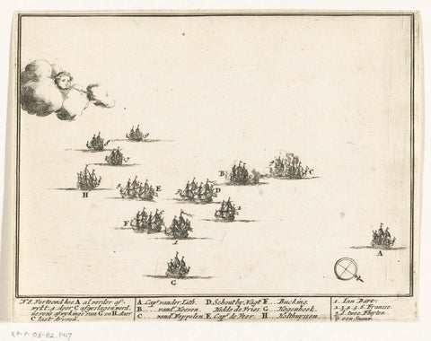 Naval battle between the Dutch and the French on the North Sea (plate 8), 1694, Adriaen Schoonebeek, 1694 Canvas Print