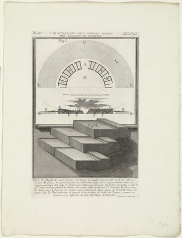 Reconstructie van het Theater van Pompeius te Rome, Giovanni Battista Piranesi, c. 1756 - c. 1757 Canvas Print