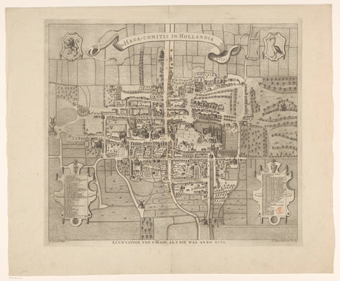 Map of The Hague, 1570, anonymous, 1730 - 1736 Canvas Print