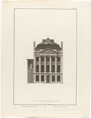 Façade of Felix Meritis in Amsterdam (Pl. IV), Noach van der Meer (II), 1789 - 1791 Canvas Print