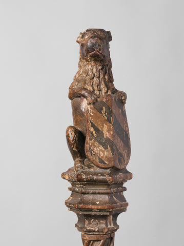 Lion Supporting an Escutcheon, From the Top of a Balustrade or the Backrest of the Stadtholder’s Chair in the Rolzaal in the Hof van Holland, The Hague, Joost Janszoon, Jan de Paep, 1511 Canvas Print