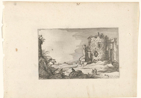 Ruin of a Temple Surrounded by Columns, Willem van Nieulandt (II), 1594 - 1685 Canvas Print