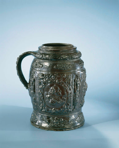 Tankard with portraits, scrolls and foliate ornaments, anonymous, c. 1620 Canvas Print