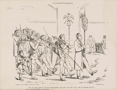 Cartoon on outdated institutions such as the archeries, 1860, Johan Michaël Schmidt Crans, 1860 Canvas Print