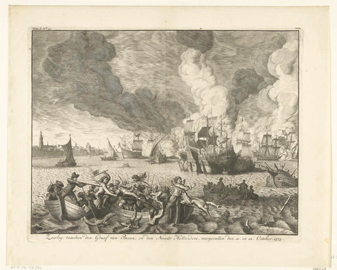 Battle of the Zuiderzee against the Count of Bossu, 1573, Jan Luyken, 1730 Canvas Print