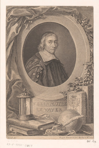 Portret van François de La Mothe Le Vayer, Etienne Ficquet, 1755 Canvas Print