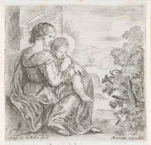 Maria with child, Stefano della Bella, 1620 - 1664 Canvas Print