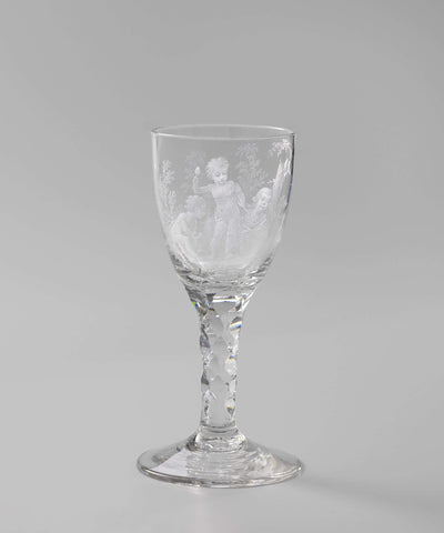 Wine glass with two children making a bust of William V, anonymous, 1794 Canvas Print