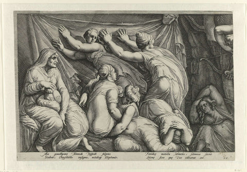 Frisian with the punishment of Niobe (plate 1), Jan Saenredam, 1594 Canvas Print