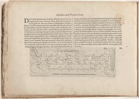 Description and writing example of French literature, Simon Frisius, 1608 Canvas Print