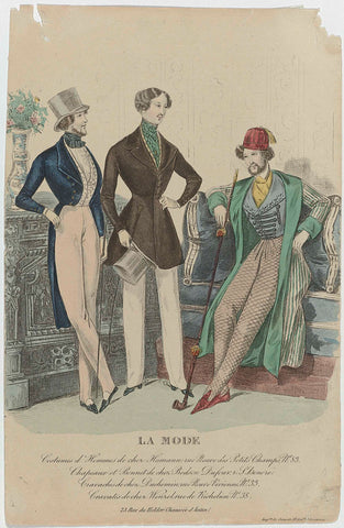 La Mode, ca. 1835 : Costumes d'Hommes (...), anonymous, c. 1835 Canvas Print