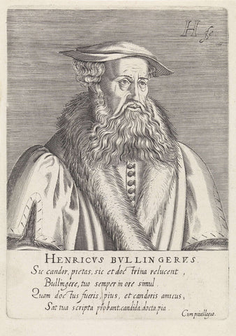 Portret van Johann Heinrich Bullinger, Hendrick Hondius (I), 1599 Canvas Print