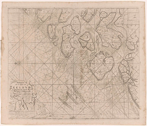 Pass map of the Zeeland Islands and part of the North Sea, Jan Luyken, 1681 - 1803 Canvas Print