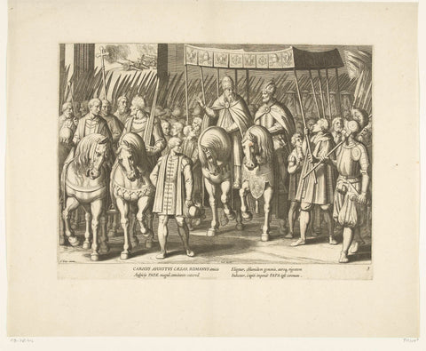 Procession of Charles V with the Pope at the Coronation in Bologna, 1530, no. 3, Cornelis Boel, 1690 - 1710 Canvas Print