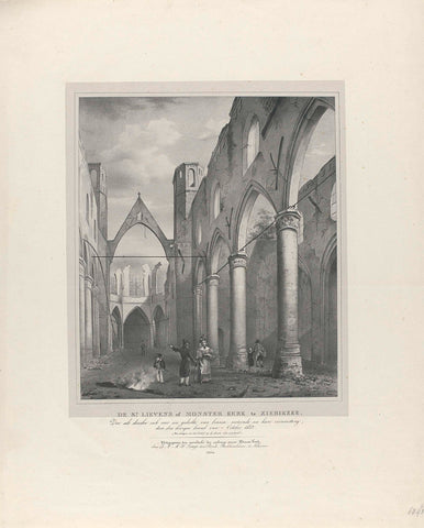 Ruin of the Sint-Lievensmonsterkerk in Zierikzee, after the fire of 1832, anonymous, 1834 Canvas Print