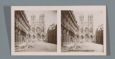 View of the Cathedral of Reims, anonymous, 1917 Canvas Print