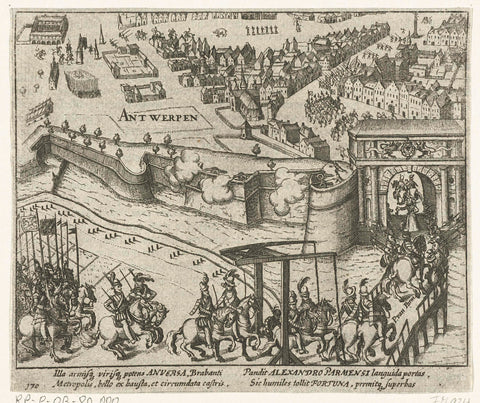 Entry of the Duke of Parma into Antwerp, 1585, anonymous, 1613 - 1615 Canvas Print