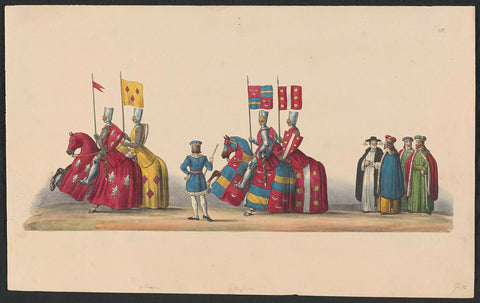 Costumed procession of 1841: knights (sheet IX), anonymous, 1841 Canvas Print