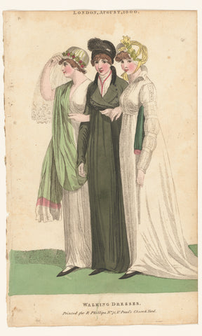 Magazine of Female Fashions of London and Paris, London, August, 1800: Walking Dresses, Richard Phillips, 1800 Canvas Print