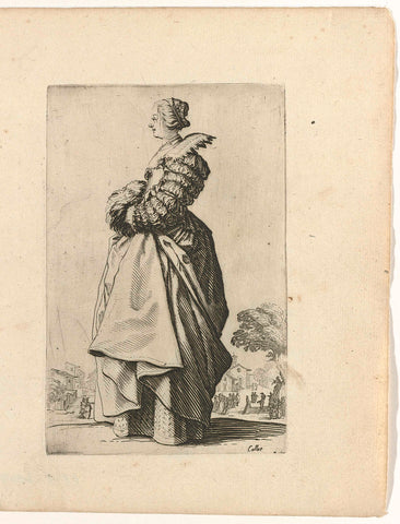 Lady with hat and maf, to the right, Jacques Callot, 1624 Canvas Print