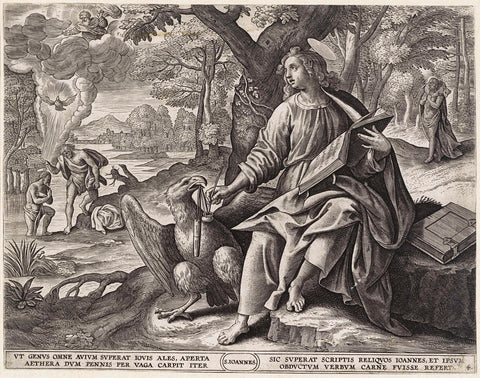 Evangelist Johannes, Johannes Wierix, 1595 - 1633 Canvas Print