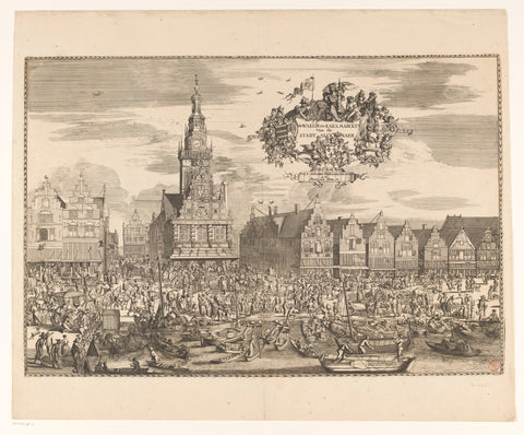 Waag en Kaasmarkt in Alkmaar, 1674, Romeyn de Hooghe (attributed to), 1690 - 1710 Canvas Print