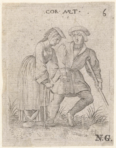 Lame couple dressed as citizens, Cornelis Massijs, 1577 Canvas Print