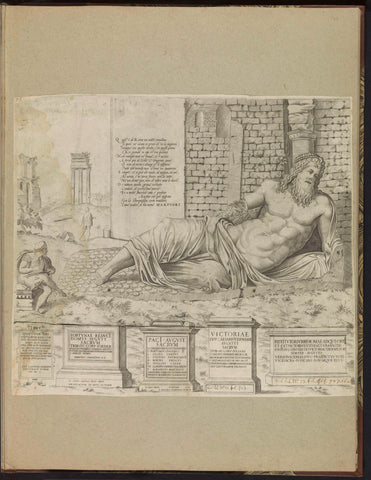 Een tekenaar bij het beeld van de Tiber (Marforio), anonymous, 1550 Canvas Print