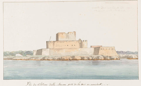 View of Castle of San Mauro la Bruca from the sea on arrival, Louis Ducros, 1778 Canvas Print