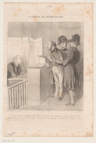 Man defends himself before the police, Honoré Daumier, 1843 Canvas Print