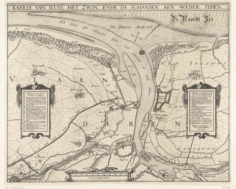 Map of Sluis, the Zwin and the ramps on both sides, 1627, Claes Jansz. Visscher (II) (workshop or), 1627 Canvas Print