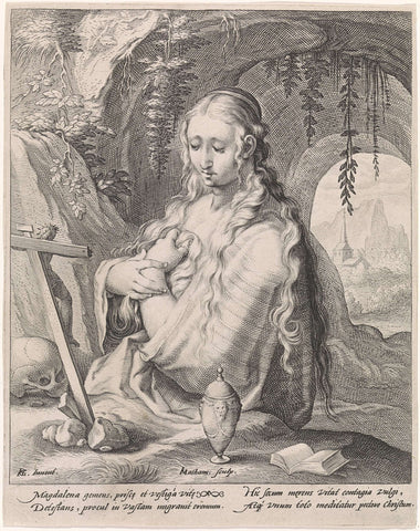 Boetvaardige Maria Magdalena, Jacob Matham, 1588 - 1592 Canvas Print