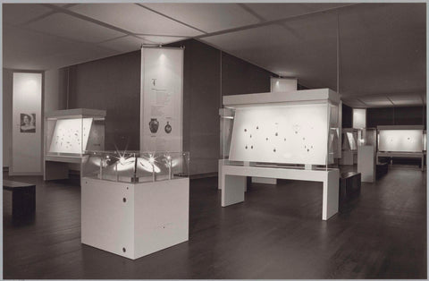 Room with jewels in display cases and information panels, c. 1990 Canvas Print