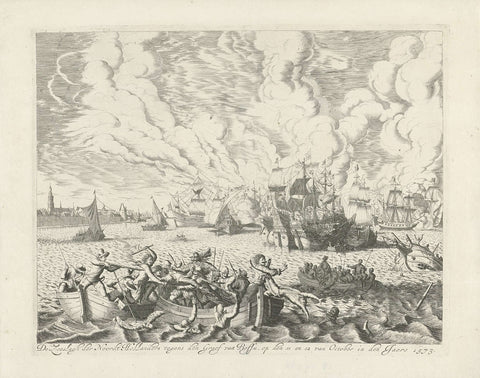 Slag op de Zuiderzee tegen de graaf van Bossu, 1573, Jan Luyken, 1679 - 1684 Canvas Print