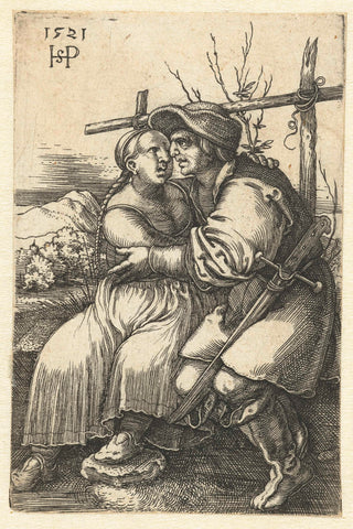 Peasant love couple, Hans Sebald Beham, 1521 Canvas Print