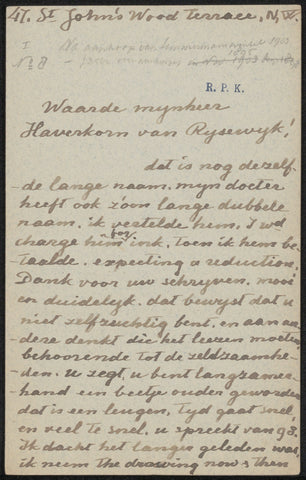 Letter to Pieter Haverkorn van Rijsewijk, Matthijs Maris, 1898 - 1915 Canvas Print