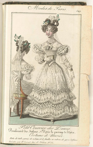 Petit Courrier des Dames, 25 April 1828, No. 549 : Costume de Mariée..., anonymous, 1828 Canvas Print