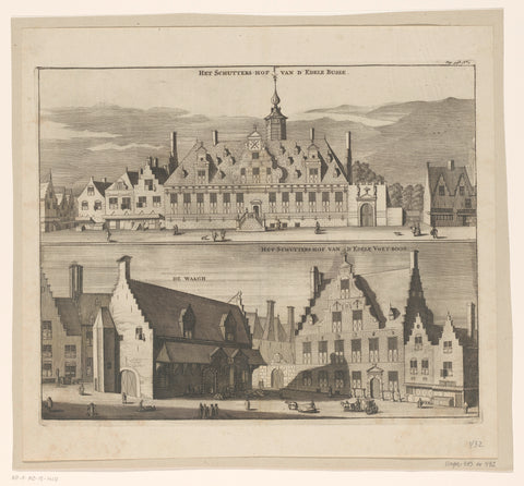 View of the Kloveniersdoelen and view of the Waag and the Sint-Jorisdoelen in Middelburg, anonymous, 1696 Canvas Print