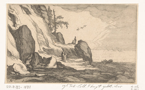 Coast with rocks, Frederick Bloemaert, after 1635 Canvas Print