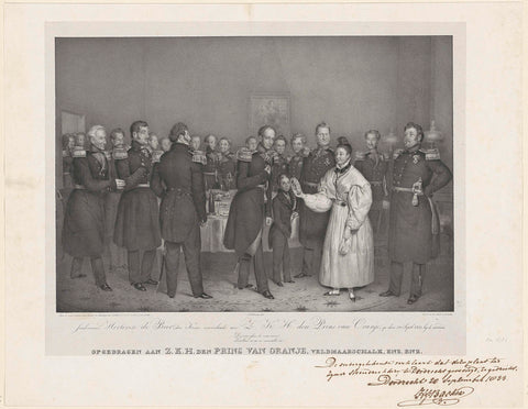 Handing over a wreath to William II, King of the Netherlands, by Hortense de Boer at the Citadel of Antwerp, 29 September 1831, Franciscus Bernardus Waanders, 1831 Canvas Print