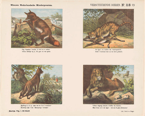 Mauling animals / (2), Jan de Haan, 1875 - 1903 Canvas Print