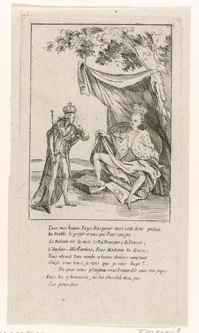 Catherine the Great spreads her legs for Joseph II, anonymous, 1787 - 1790 Canvas Print