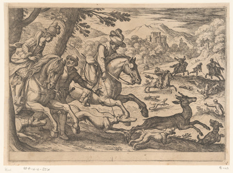 Hunt for deer, Antonio Tempesta, 1609 Canvas Print