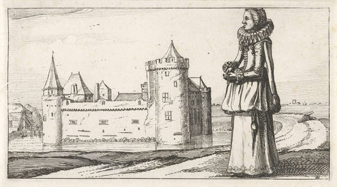 Vrouw met plooikraag voor het Muiderslot, Dirk Eversen Lons, 1622 Canvas Print