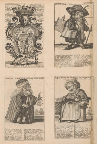 Sheet with caricatures of dwarves in the wind trade, 1720, Joost van Sassen, 1720 Canvas Print