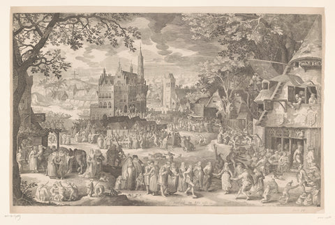 Farmer's fair for dare in village square, Boëtius Adamsz. Bolswert, 1708 - 1775 Canvas Print