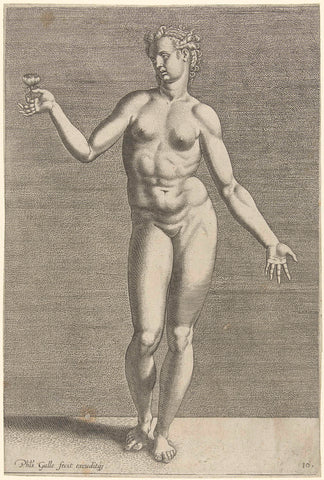 Naakte vrouw, van voren gezien., Philips Galle, 1589 Canvas Print