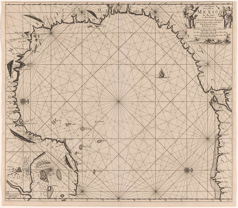 Pass map of the Gulf of Mexico and the Golf Campeche, Jan Luyken, 1684 - 1799 Canvas Print